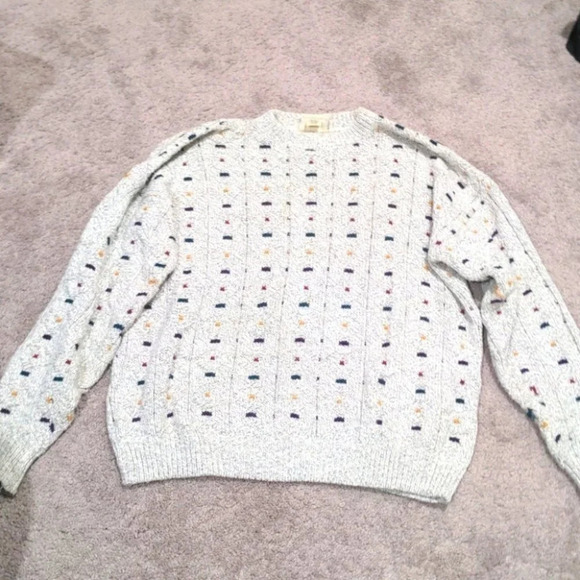 15 Grandma Vintage 90s Knit Crewneck Grey Sweater Pullover Large - Picture 1 of 8